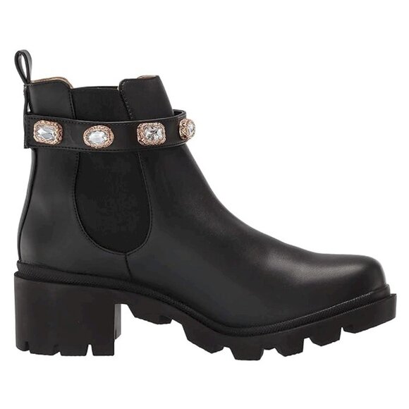 NYC Madden by Steve Madden Black Jeweled Strap Booties Size 6 New in Box - Picture 4 of 5